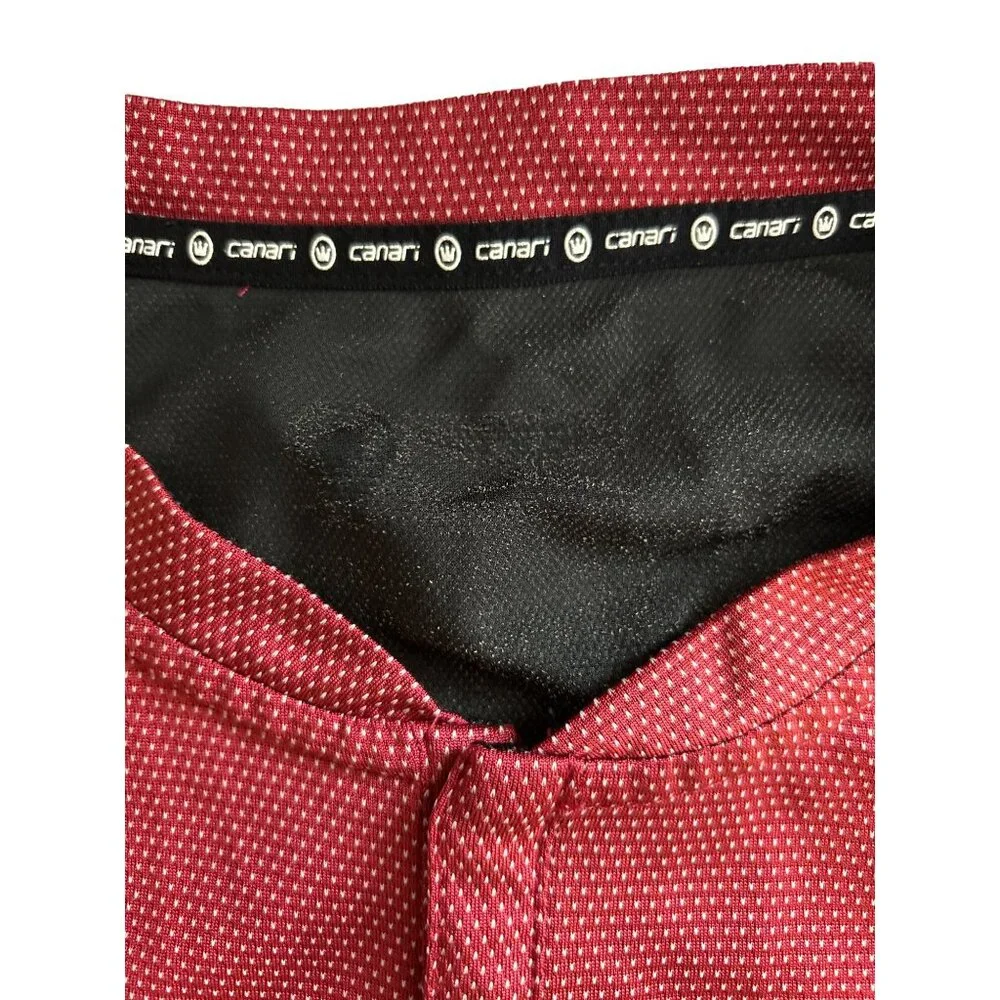 Canari Mens Red & Black Snap Top Cycling Jersey With Rear Zipper Pocket Size L - Picture 3 of 8